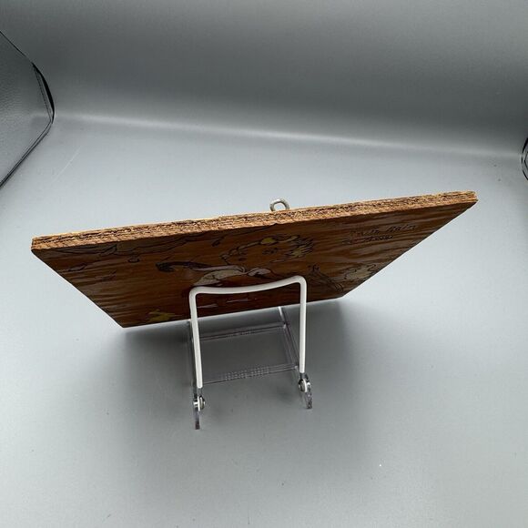 Vtg Pyrography Wood Art Painting Rain Rain Go Away Nursery Rhyme Wall Decor - Picture 9 of 12